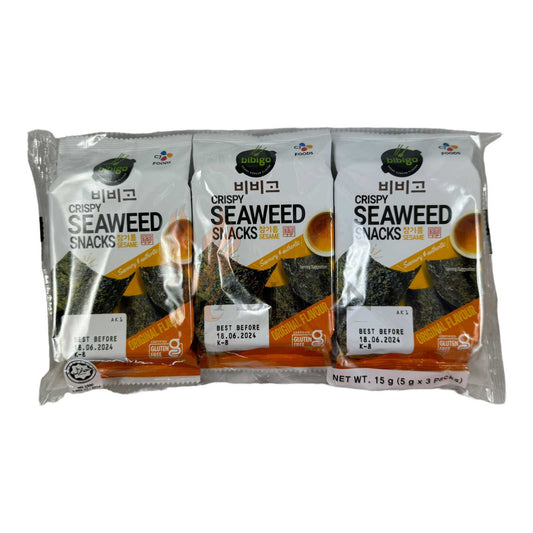 Bibigo - Knuspriger Algen-Snack Orginal 3 x 5g